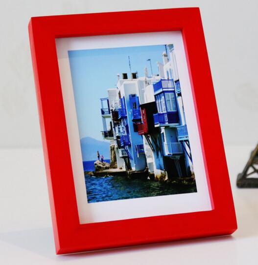 Promotional red color wood material desk photo frame