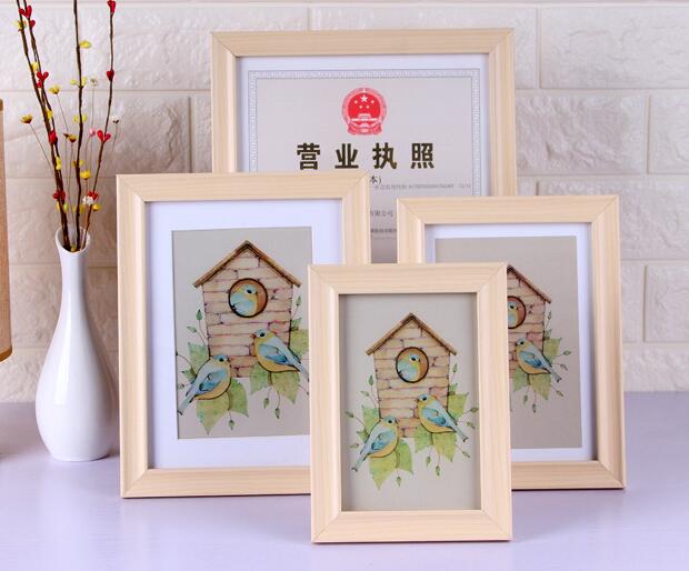 Promotional a4,a3,6//7/8inch beige color certificate wood desk photo frame