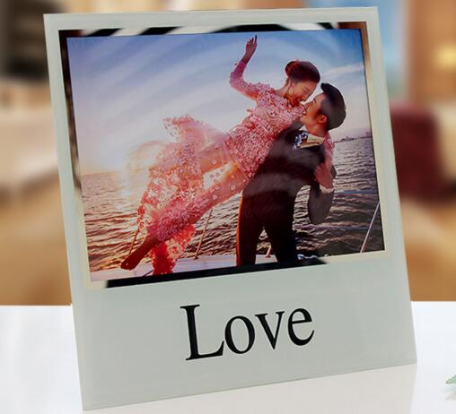 Promotional crystal 7inch love shape wedding photo frame