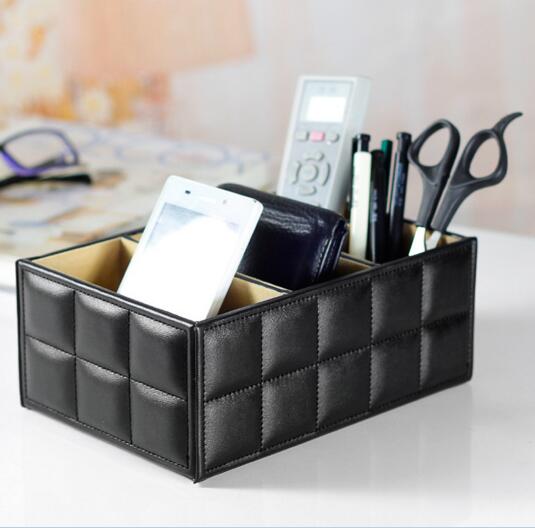 High quality pu leather tv controller organizer for desktop in hotel or home