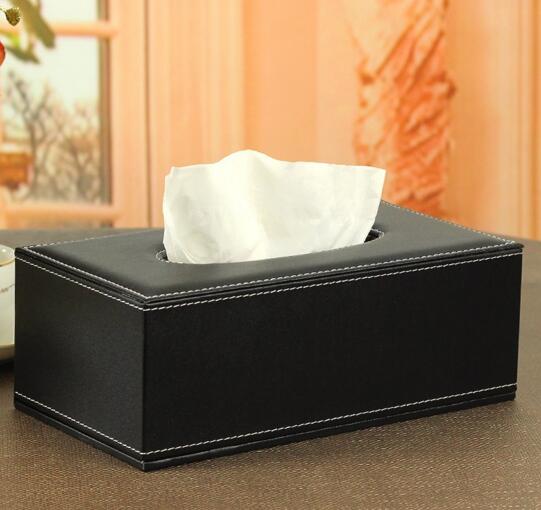 High quality European style black color pu leather tissue box cover for car