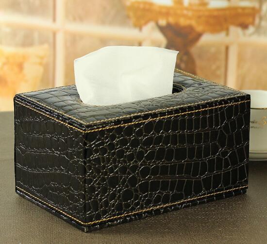 High quality black color pu leather car tissue box cover