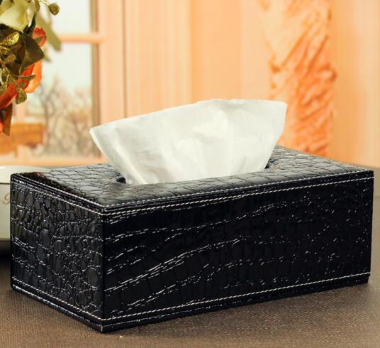 High quality black color pu leather car kleenex box cover