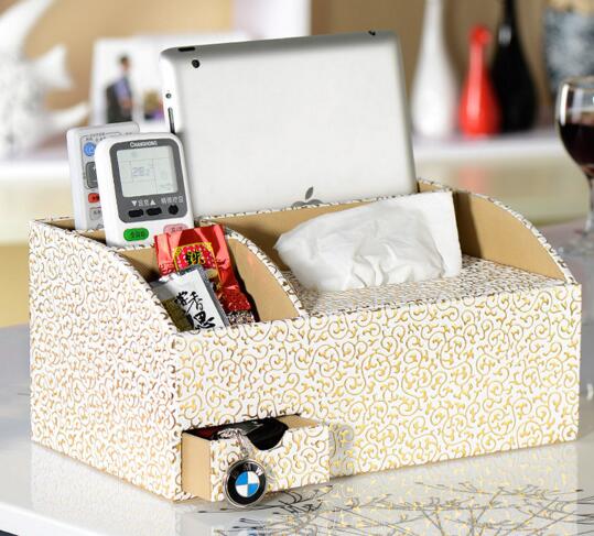 High qualitty white color tv controller storage box and tissue box