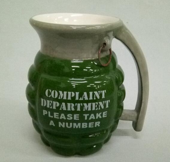 Promitonal funny bomb shape green color ceramic mug
