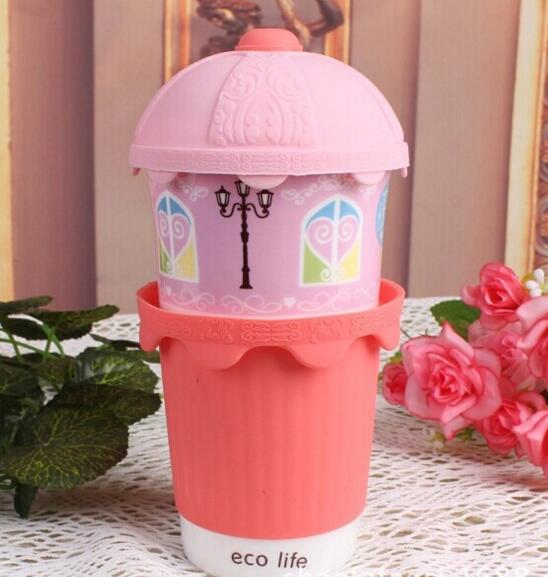Promtoional ice cream shape with silicone lid and grap ceramic mug