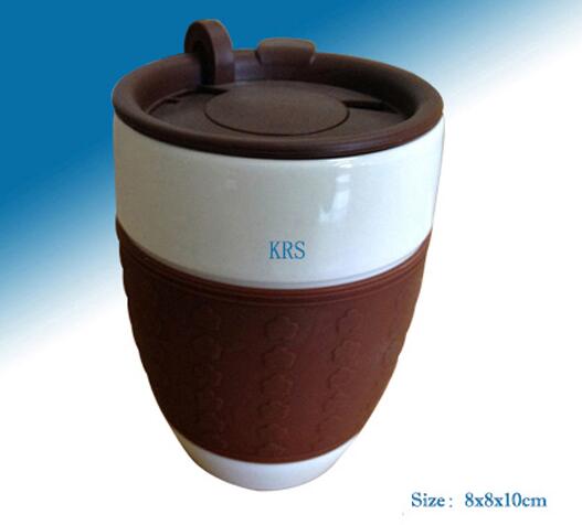 Promtional with coffee color silicone coffee ceramic mug
