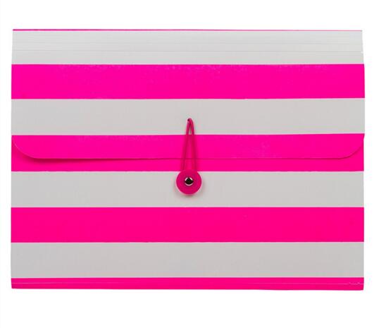 Wholesale pink color cross stripe expanding file folders or accordion file folder