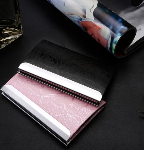 Good quality pink color stainless steel name card holder for girl