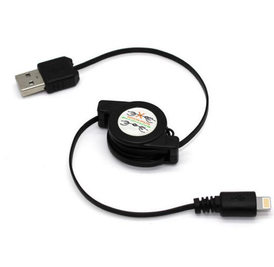Promotional black color 2 in 1 folding micro usb cable for andorid mobile phone