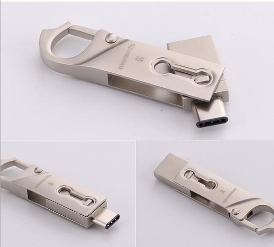 Good quality type-c 360dgree swivel and retractable and keychain multi-function usb3.0 metal flash drive