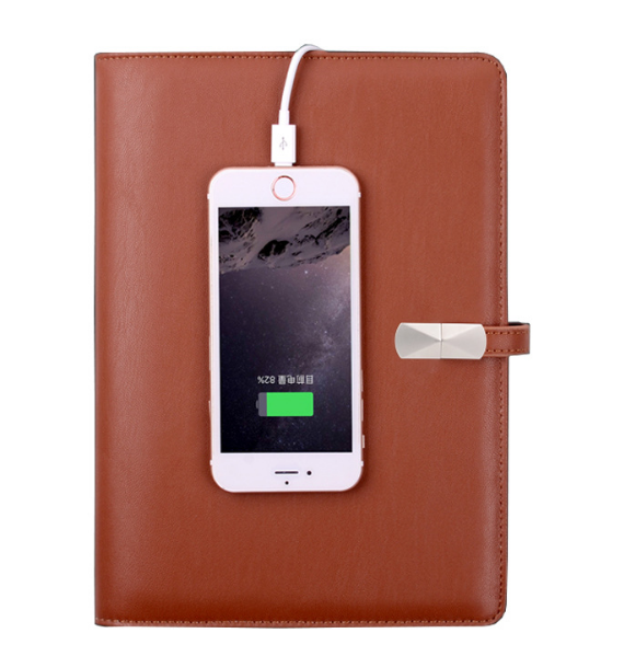 Customize logo with 6000mah power bank and usb flash driver multi-function pu notebook