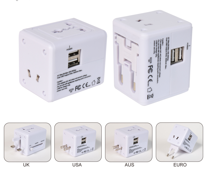 Customize logo with 2 usb port trave powerl adaptor converter